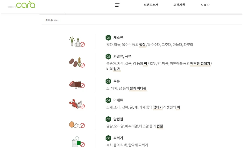 스마트카라-단점-넣지-말아야-할-음식-예시